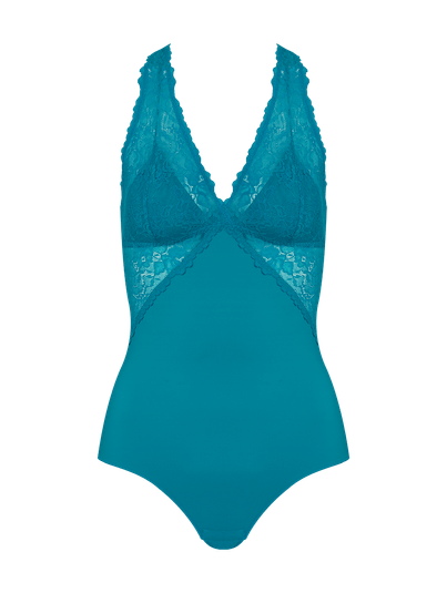 Body Microfibra Com Renda Azul Nannai