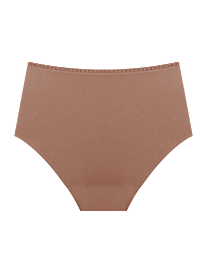 Calcinha Hot Pants Alta Cobertura Em Algodão Bege Camurca