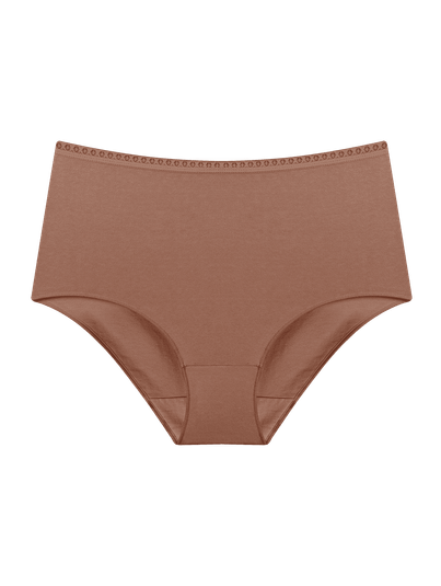 Calcinha Hot Pants Alta Cobertura Em Algodão Bege Camurca