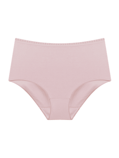 Calcinha Hot Pants Alta Cobertura Em Algodão Rosa Claro