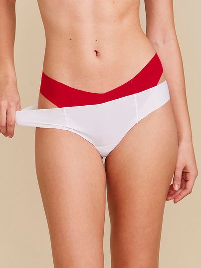 Kit Com 2 Calcinhas Biquíni Invisível Branco/vermelho Zaire