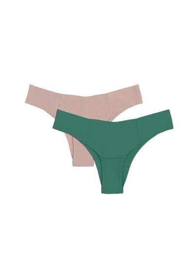 Kit Com 2 Calcinhas Biquíni Invisível Bege Camurça/verde Positive