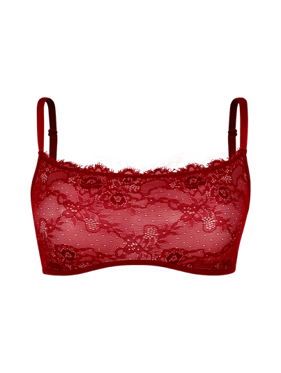 Sutiã Bandeau Sem Bojo E Sem Aro Em Renda Vermelho Zaire