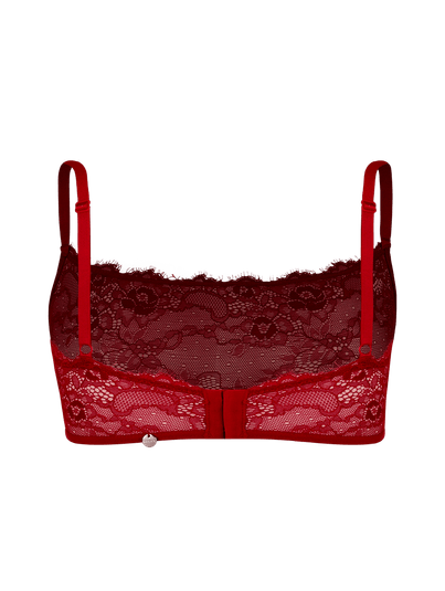 Sutiã Bandeau Sem Bojo E Sem Aro Em Renda Vermelho Zaire