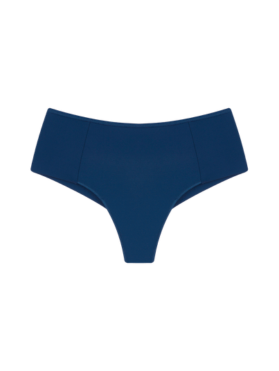 Calcinha Fio Dental Laterais Largas Duplas Básica Azul Maritimo