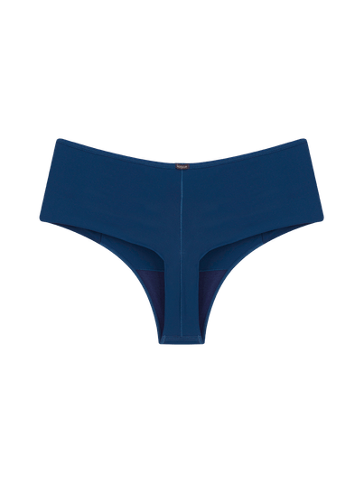 Calcinha Fio Dental Laterais Largas Duplas Básica Azul Maritimo