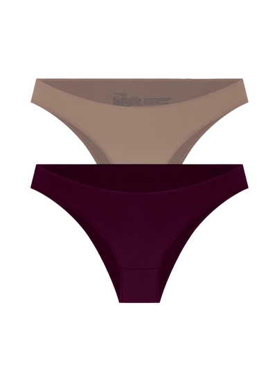 Kit Com 2 Calcinhas Biquíni Básica Bege Camurca/roxo Haze