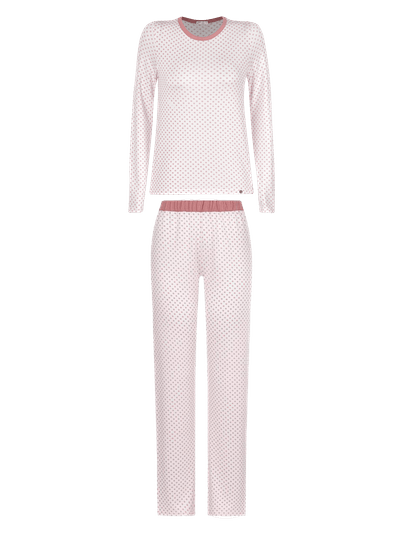 Pijama Manga Longa Em Viscose Estampada Estampa Pois Rose