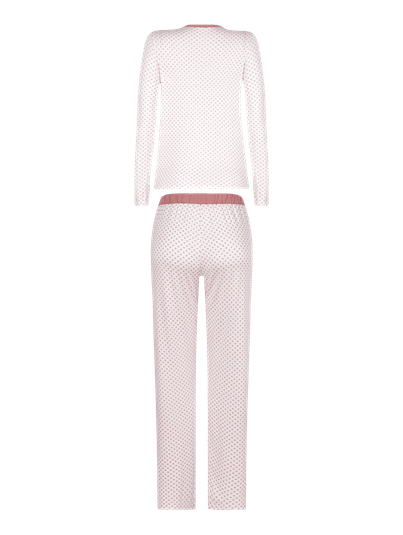 Pijama Manga Longa Em Viscose Estampada Estampa Pois Rose