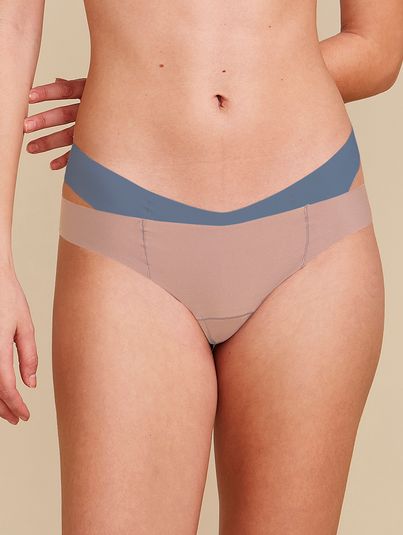 Kit Com 2 Calcinhas Biquíni Invisível Bege Camurça/azul Delicato