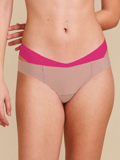 Kit Com 2 Calcinhas Biquíni Invisível Bege Camurça/rosa Drama