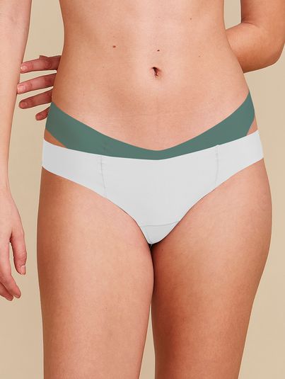 Kit Com 2 Calcinhas Biquíni Invisível Branco/verde Botanico