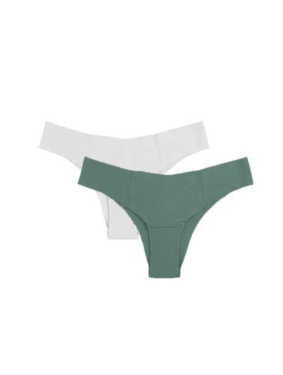 Kit Com 2 Calcinhas Biquíni Invisível Branco/verde Botanico