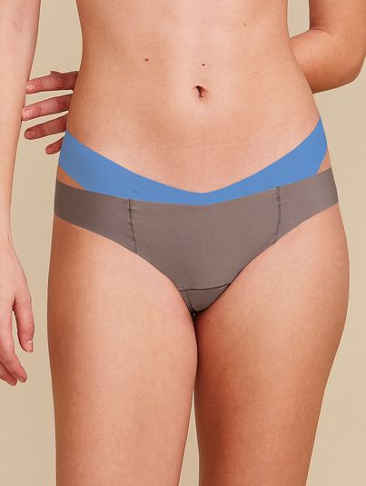 Kit Com 2 Calcinhas Biquíni Invisível Marron Avela/azul Reflexo