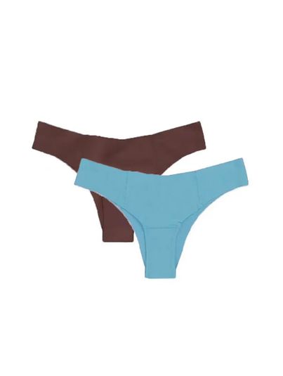 Kit Com 2 Calcinhas Biquíni Invisível Marron Avela/azul Reflexo