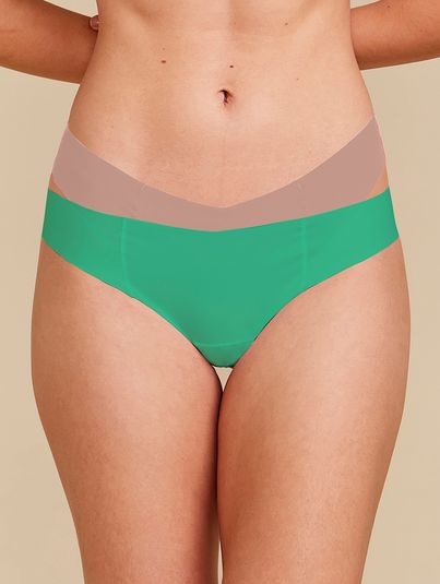 Kit Com 2 Calcinhas Biquíni Invisível Bege Camurça/verde Positive