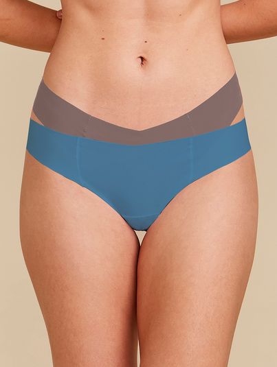 Kit Com 2 Calcinhas Biquíni Invisível Marrom Avela/azul Aura
