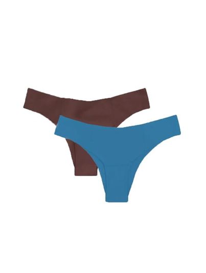 Kit Com 2 Calcinhas Biquíni Invisível Marrom Avela/azul Aura