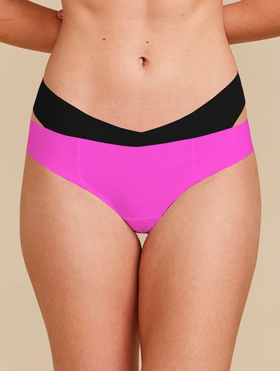 Kit Com 2 Calcinhas Biquíni Invisível Preto/rosa Pitaya