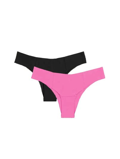 Kit Com 2 Calcinhas Biquíni Invisível Preto/rosa Pitaya