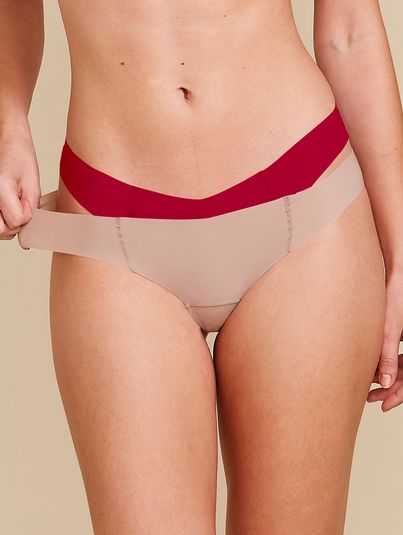 Kit Com 2 Calcinhas Biquíni Invisível Bege Ballet/vermelho Zaire