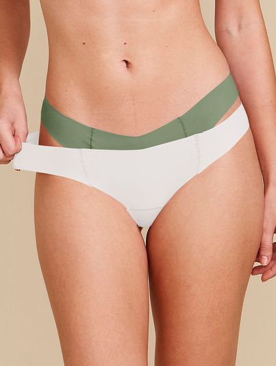 Kit Com 2 Calcinhas Biquíni Invisível Branco/verde Eucalipto