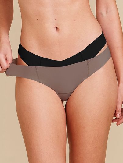 Kit Com 2 Calcinhas Biquíni Invisível Preto Com Marrom Avela