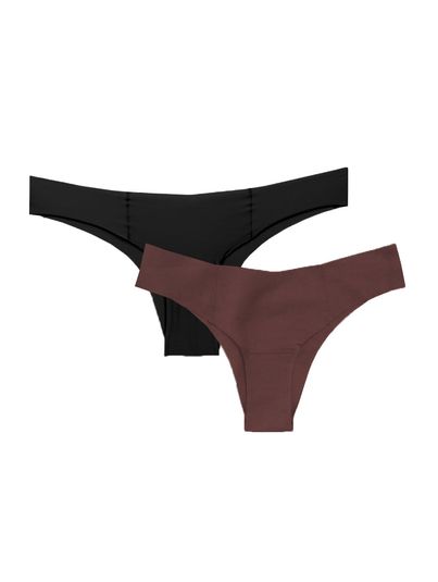 Kit Com 2 Calcinhas Biquíni Invisível Preto Com Marrom Avela