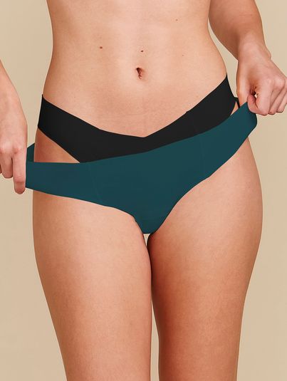 Kit Com 2 Calcinhas Biquíni Invisível Preto/verde Opera