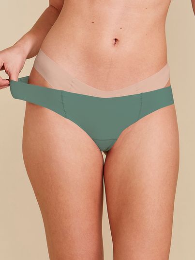 Kit Com 2 Calcinhas Biquíni Invisível Bege Ballet/verde Botanico