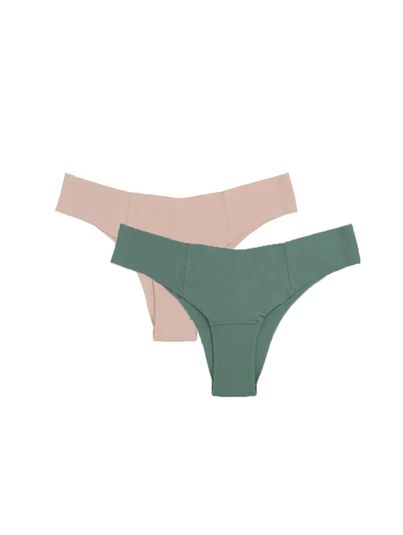 Kit Com 2 Calcinhas Biquíni Invisível Bege Ballet/verde Botanico