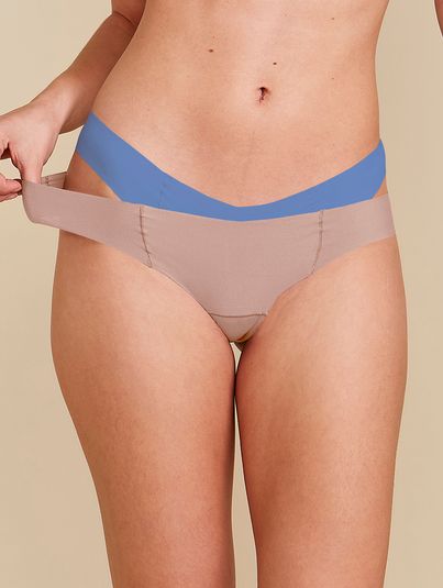 Kit Com 2 Calcinhas Biquíni Invisível Bege Camurca/azul Ivy