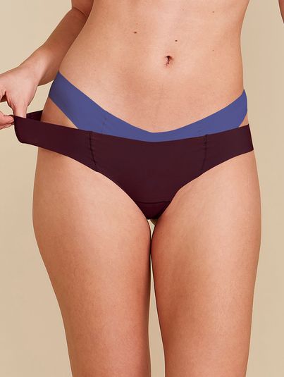 Kit Com 2 Calcinhas Biquíni Invisível Vinho Bordo/azul Persia