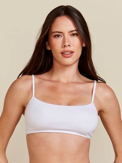 Sutiã Top Em Algodão Florescer Branco