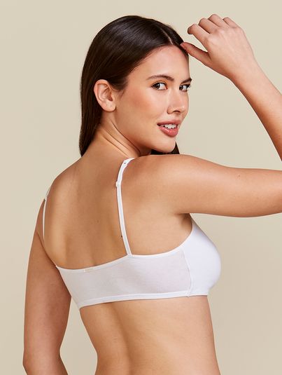 Sutiã Top Em Algodão Florescer Branco