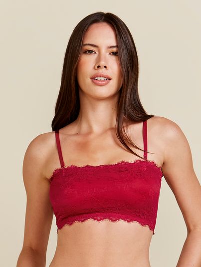 Sutiã Top Faixa Em Renda E Microfibra Vermelho Zaire