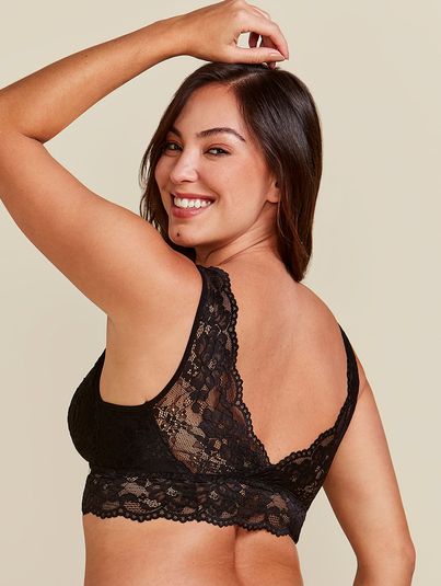 Sutiã Top Com Bojo Soft Sem Aro Em Renda Preto
