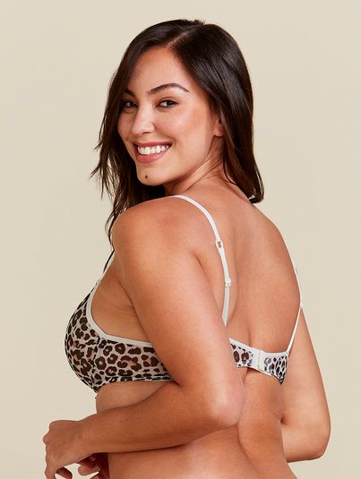 Sutiã Meia-taça Com Bojo E Aro Em Tule Estampa Oncinha Off White