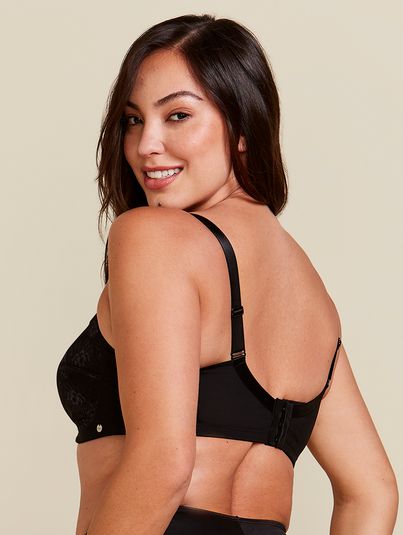 Sutiã Redutor Sem Bojo E Sem Aro Em Cetinete E Renda Preto