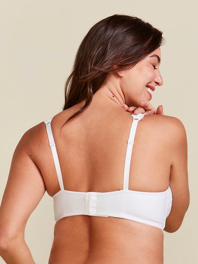 Sutiã Com Aro E Bojo Em Manta Em Microfibra E Renda Branco