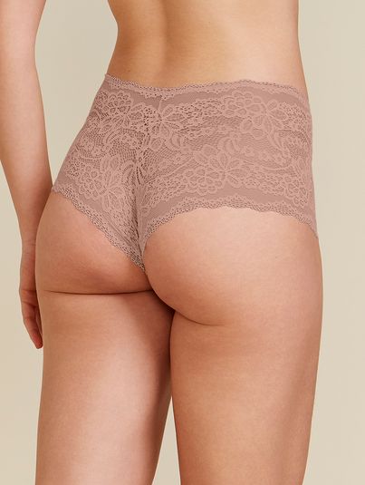 Calcinha Tanga Brasileira De Renda Bege Essence