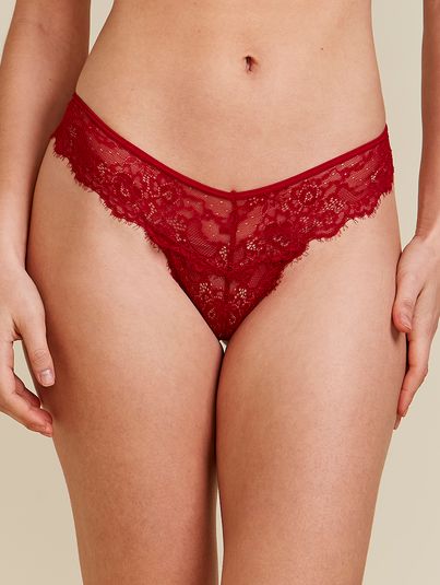 Calcinha Fio Dental Em Renda Vermelho Zaire