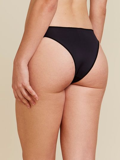 Calcinha Biquíni Laterais Duplas Franzidas Em Microfibra E Renda Preto