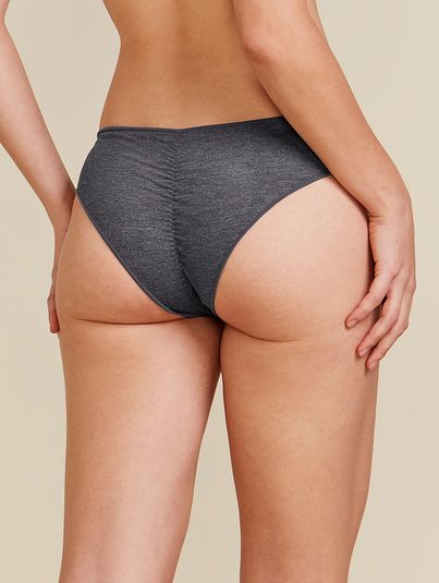 Calcinha Tanga Brasileira De Viscose Mescla Escuro