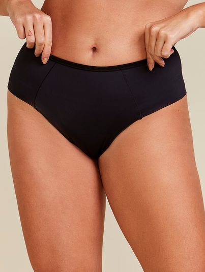 Calcinha Cintura Alta Laterais Duplas Básica Preto