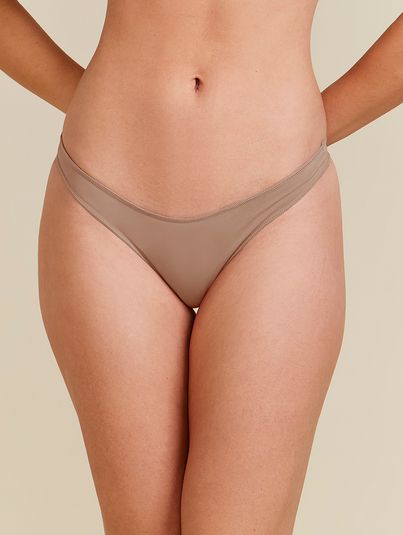 Kit Com 2 Calcinhas Biquíni Invisível Bege Camurca/branco