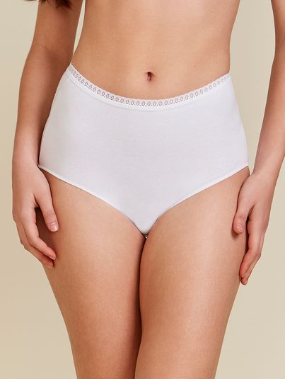 Calcinha Hot Pants Alta Cobertura Em Algodão Branco