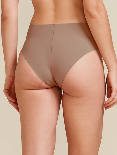 Kit Com 2 Calcinhas Cintura Alta Invisível Bege Camurca/bege Camurca