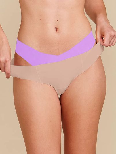 Kit Com 2 Calcinhas Biquíni Invisível Bege Camurca/lilas Orquidea